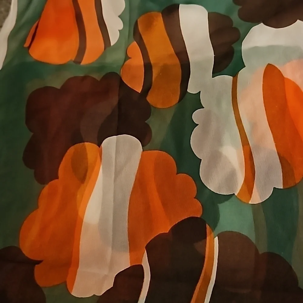 Vintage Mid-century Groovy Mod Nylon Chiffon Square Scarf